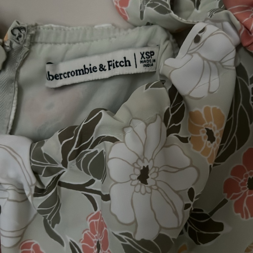 Abercrombie & Fitch Green Floral Midi Dress, XSP - Picture 3 of 4